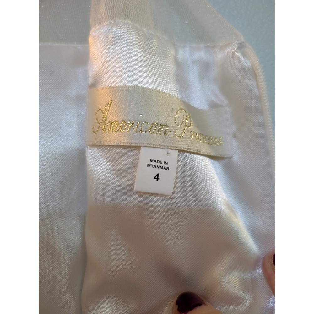 American Princess Size 4 White Lace Sequin Dress Angelcore Coquette Flower Girl - Picture 12 of 16